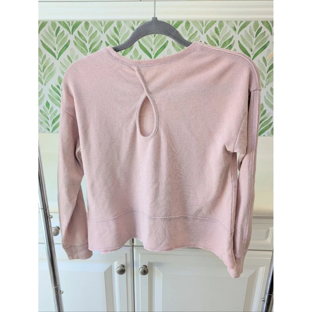 Ballet Pink Osh'Kosh Waffle Knit Long Sleeve Raw Hem Top 14 Girl's Boxy Flowy